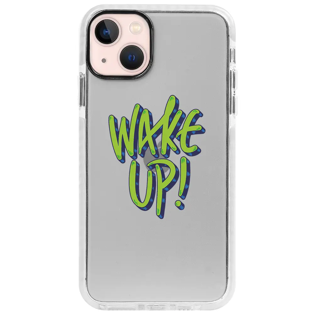 Apple iPhone 13 Beyaz Impact Premium Telefon Kılıfı - Wake Up