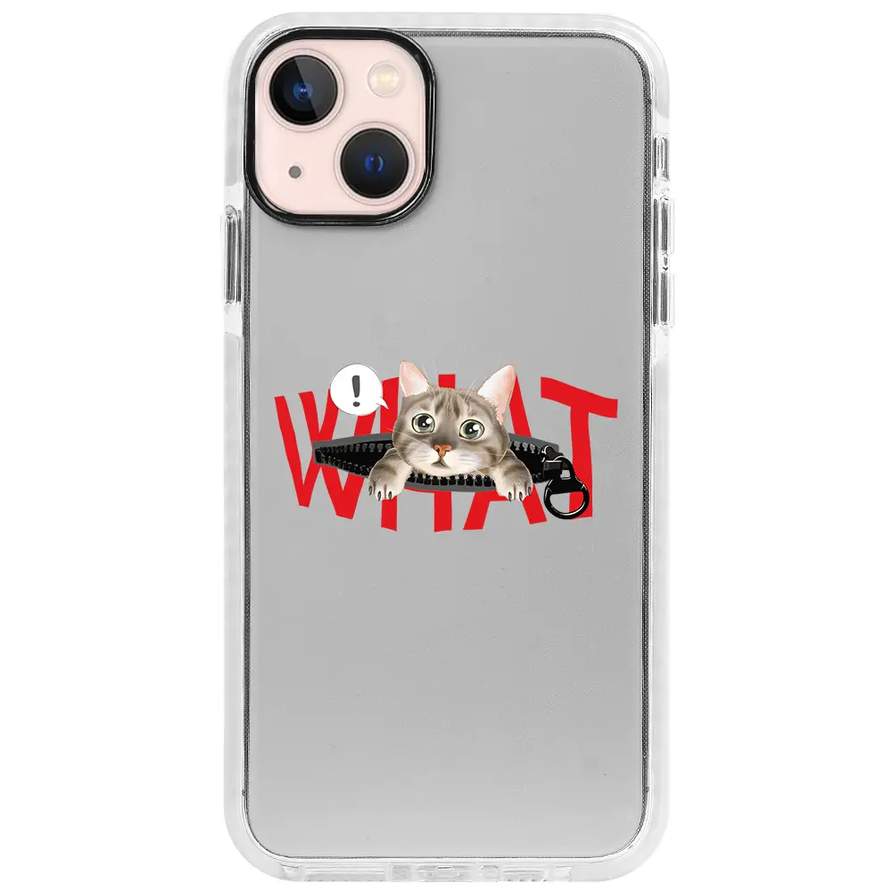 Apple iPhone 13 Beyaz Impact Premium Telefon Kılıfı - What! Kedi