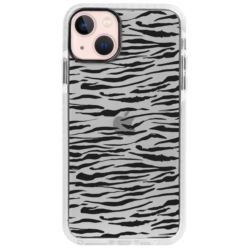 Apple iPhone 13 Beyaz Impact Premium Telefon Kılıfı - Zebra