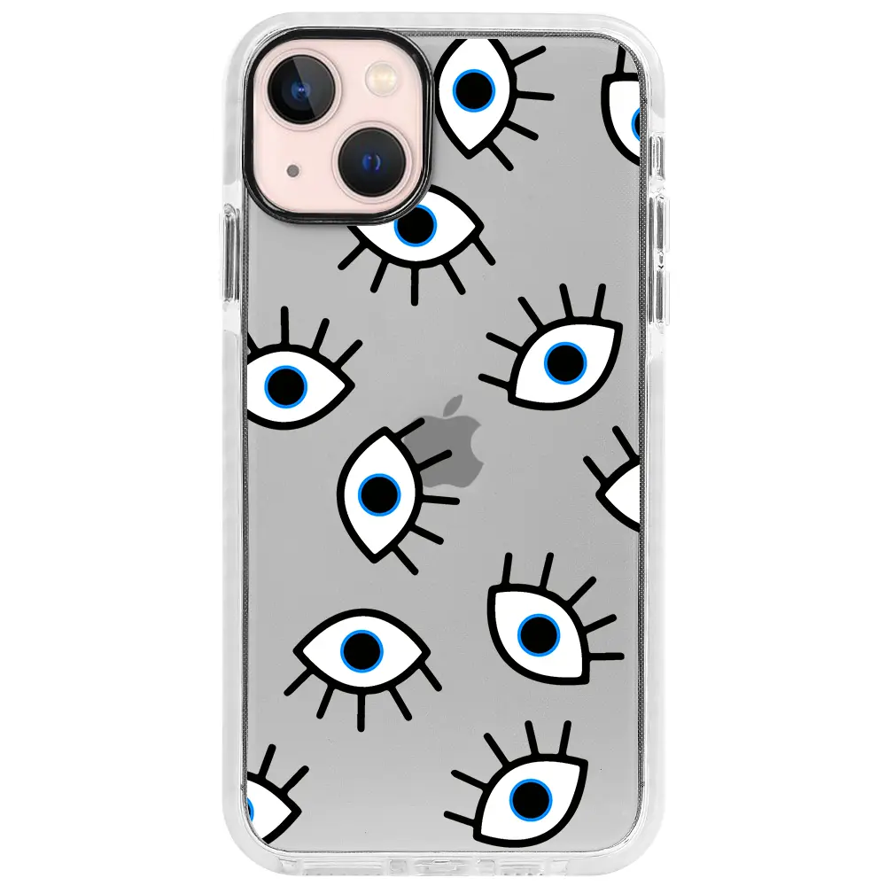 Apple iPhone 13 Mini Beyaz Impact Premium Telefon Kılıfı - Random Eyes