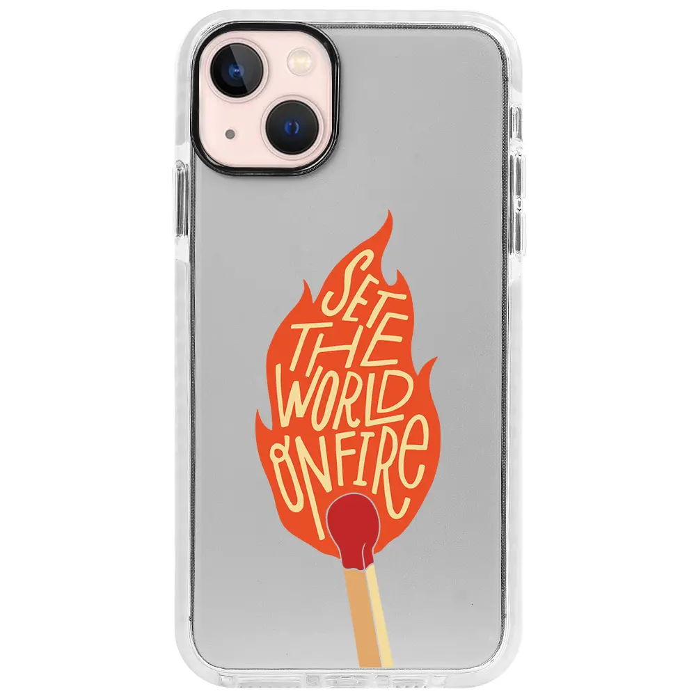 Apple iPhone 13 Mini Beyaz Impact Premium Telefon Kılıfı - World on Fire