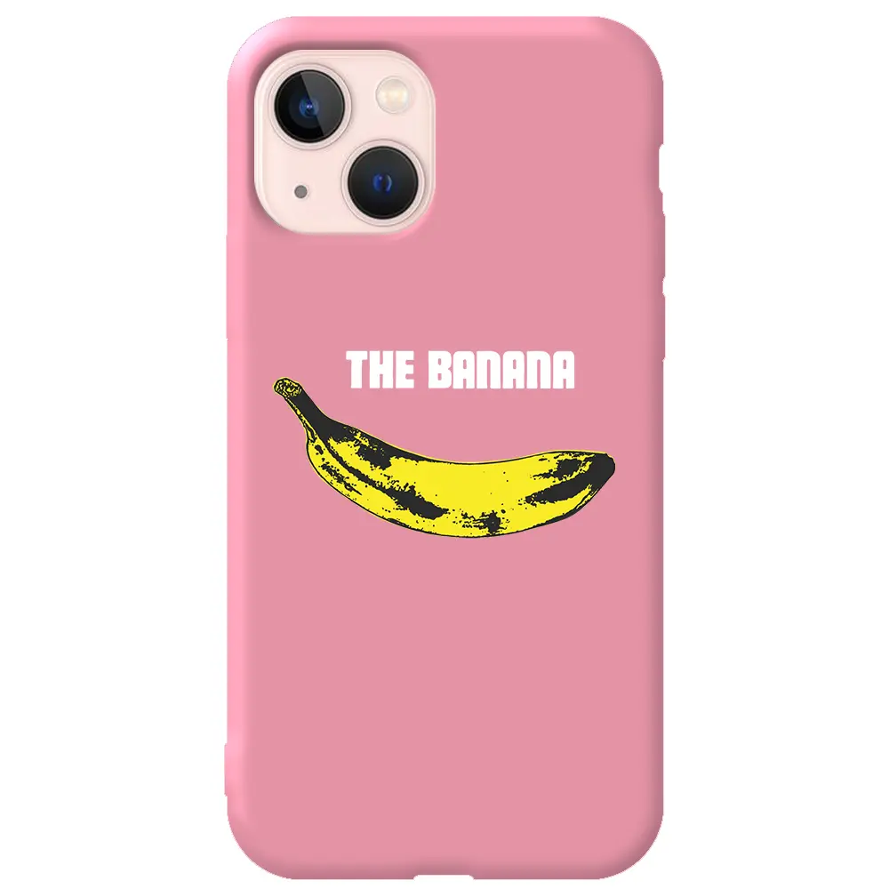 Apple iPhone 13 Mini Pembe Renkli Silikon Telefon Kılıfı - Andy Warhol Banana