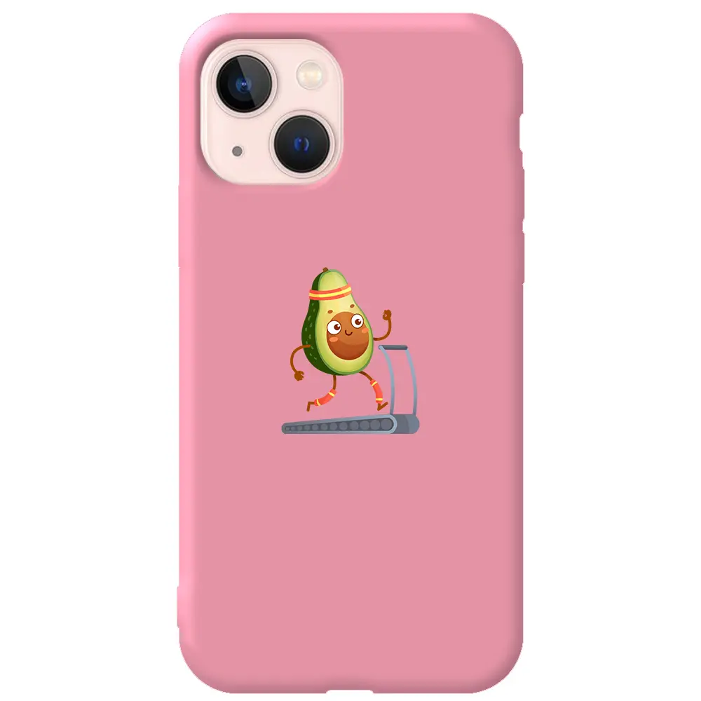 Apple iPhone 13 Mini Pembe Renkli Silikon Telefon Kılıfı - Avokado Run