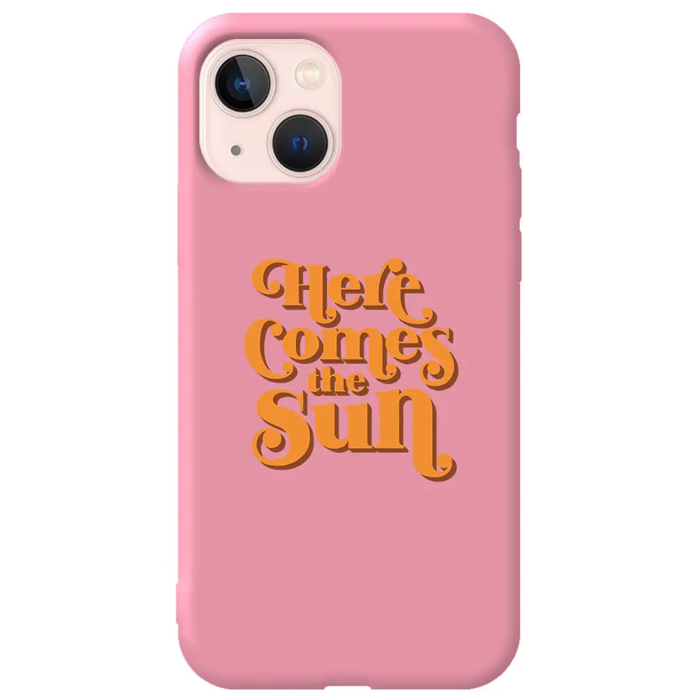 Apple iPhone 13 Mini Pembe Renkli Silikon Telefon Kılıfı - Comes the Sun