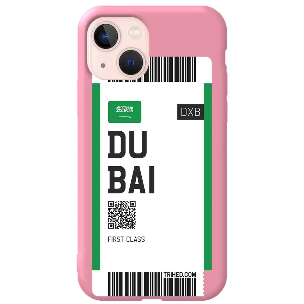 Apple iPhone 13 Mini Pembe Renkli Silikon Telefon Kılıfı - Dubai Bileti
