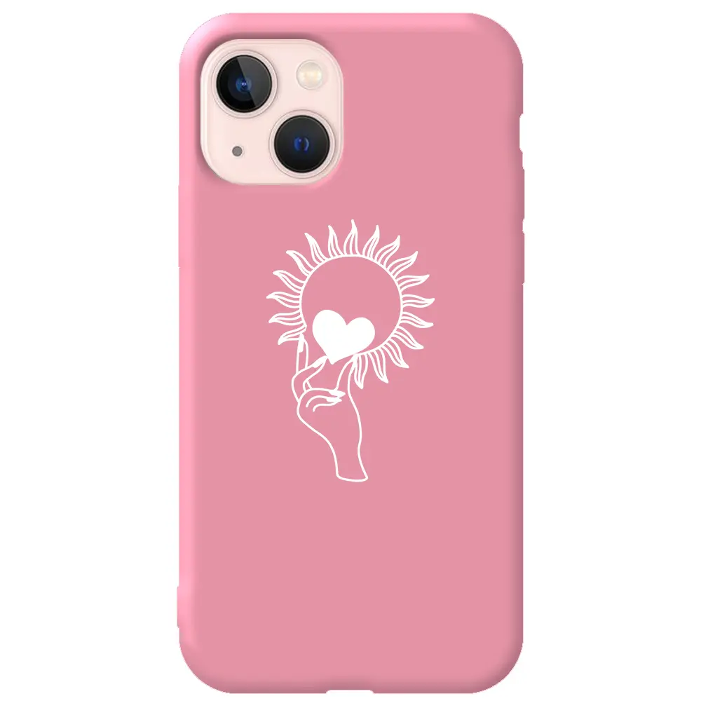 Apple iPhone 13 Mini Pembe Renkli Silikon Telefon Kılıfı - Keep Heart