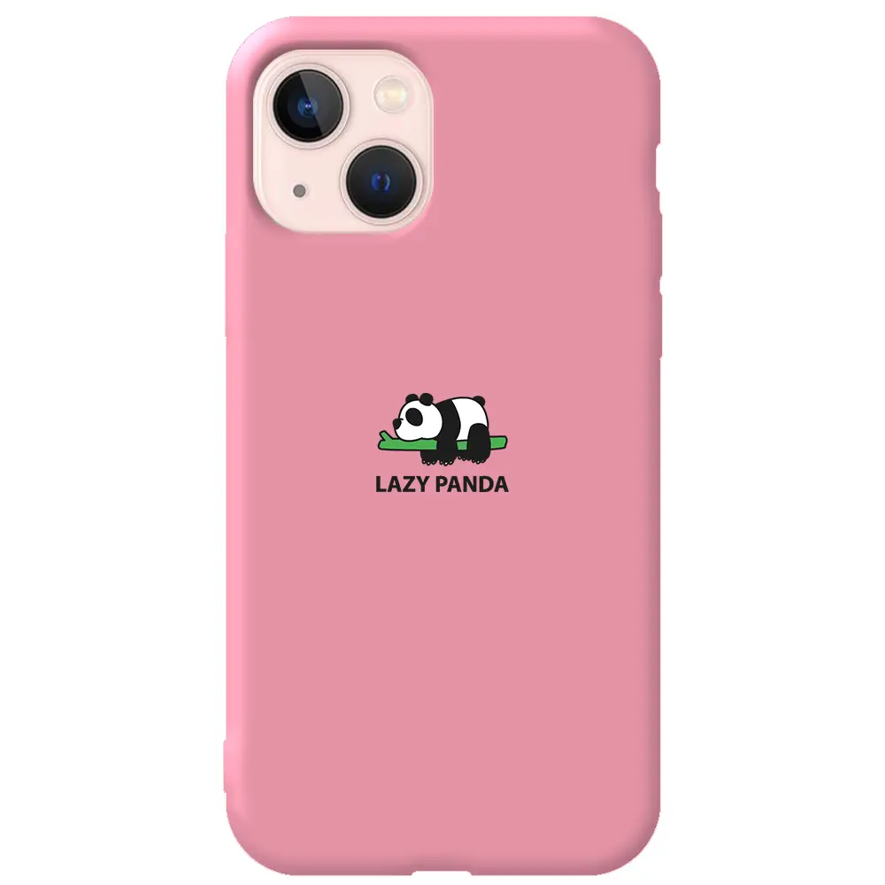 Apple iPhone 13 Mini Pembe Renkli Silikon Telefon Kılıfı - Lazy Panda