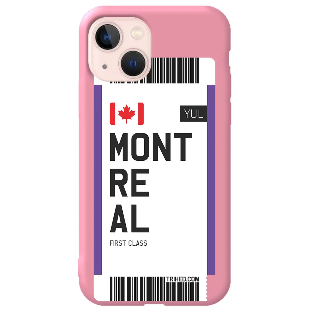 Apple iPhone 13 Mini Pembe Renkli Silikon Telefon Kılıfı - Montreal Bileti
