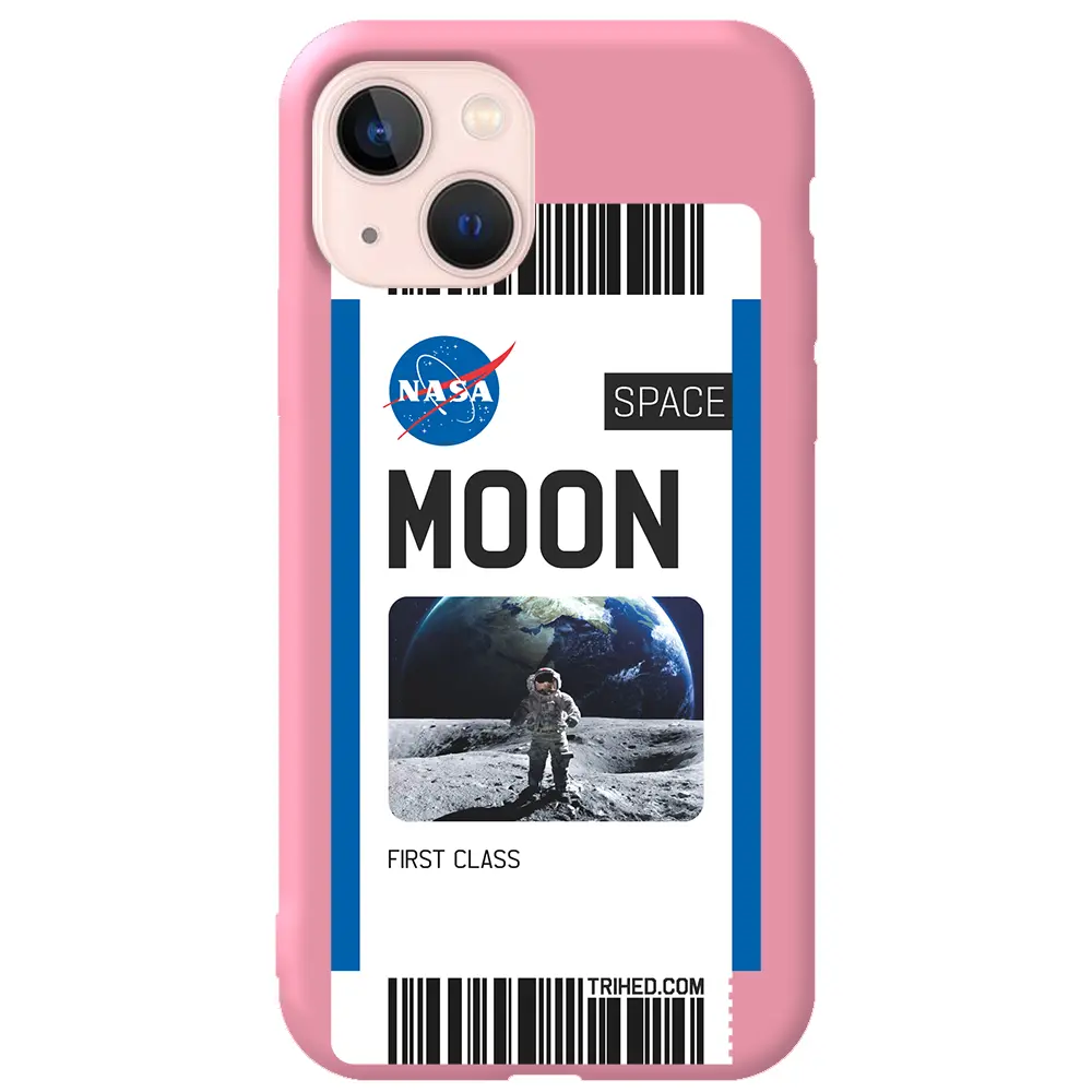 Apple iPhone 13 Mini Pembe Renkli Silikon Telefon Kılıfı - Moon Bileti