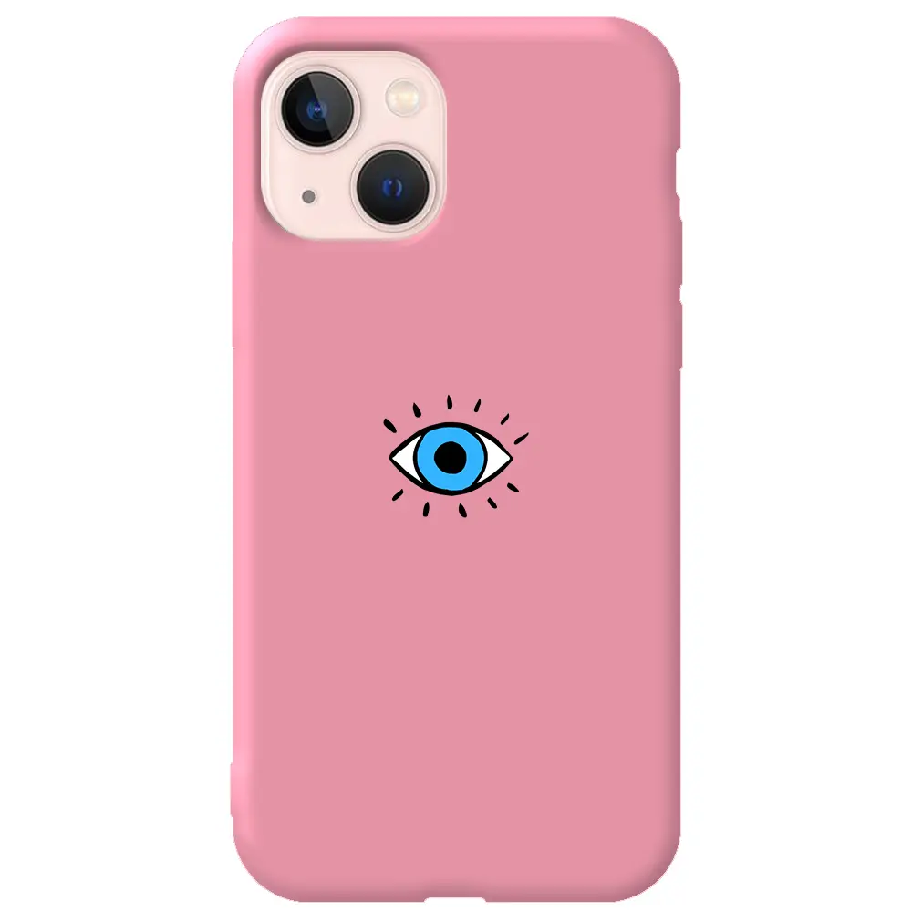 Apple iPhone 13 Mini Pembe Renkli Silikon Telefon Kılıfı - One Eye