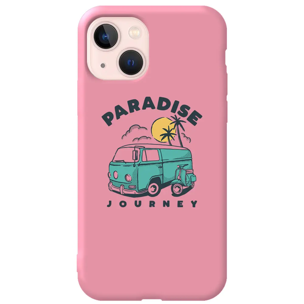 Apple iPhone 13 Mini Pembe Renkli Silikon Telefon Kılıfı - Paradise