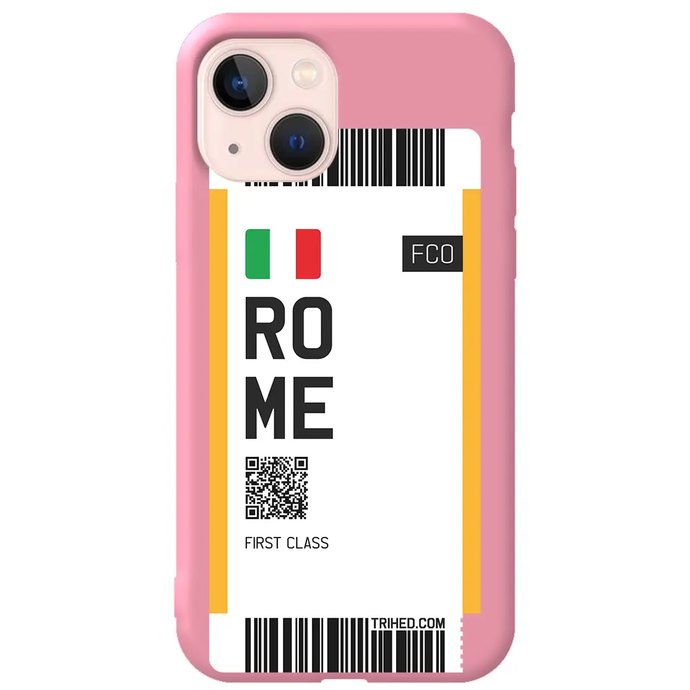 Apple iPhone 13 Mini Pembe Renkli Silikon Telefon Kılıfı - Rome Bileti