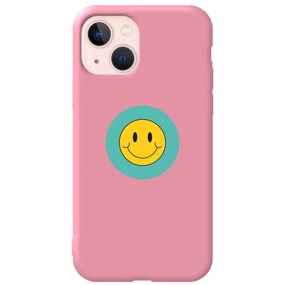 Apple iPhone 13 Mini Pembe Renkli Silikon Telefon Kılıfı - Smile 2