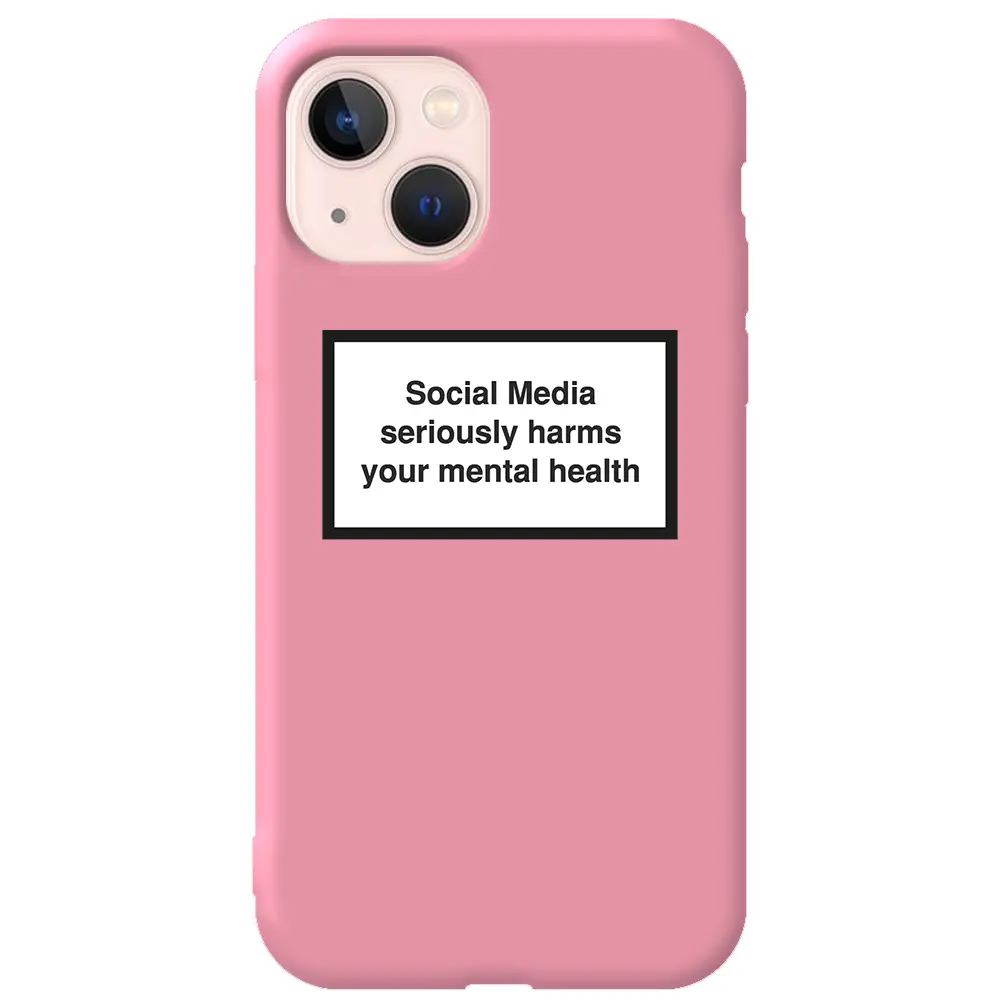 Apple iPhone 13 Mini Pembe Renkli Silikon Telefon Kılıfı - Social Media