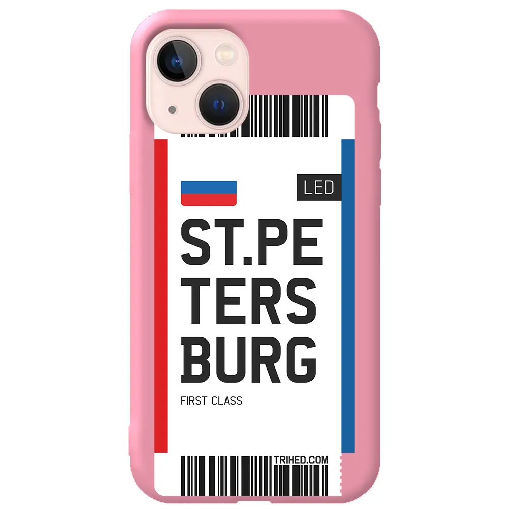 Apple iPhone 13 Mini Pembe Renkli Silikon Telefon Kılıfı - St. Petersburg Bileti