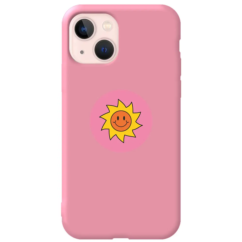 Apple iPhone 13 Mini Pembe Renkli Silikon Telefon Kılıfı - Sun