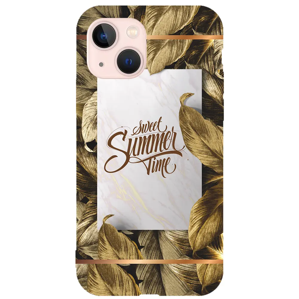 Apple iPhone 13 Mini Pembe Renkli Silikon Telefon Kılıfı - Sweet Summer