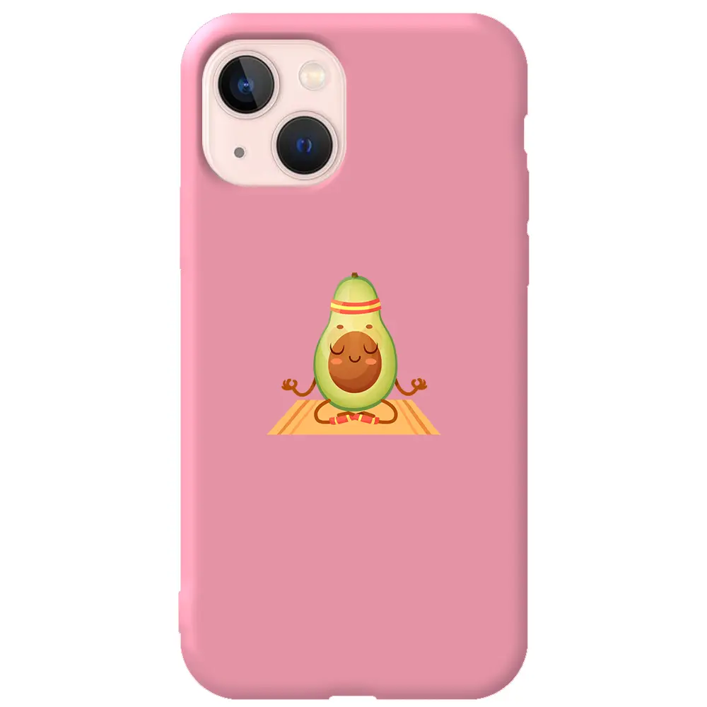 Apple iPhone 13 Mini Pembe Renkli Silikon Telefon Kılıfı - Yogacado Avokado