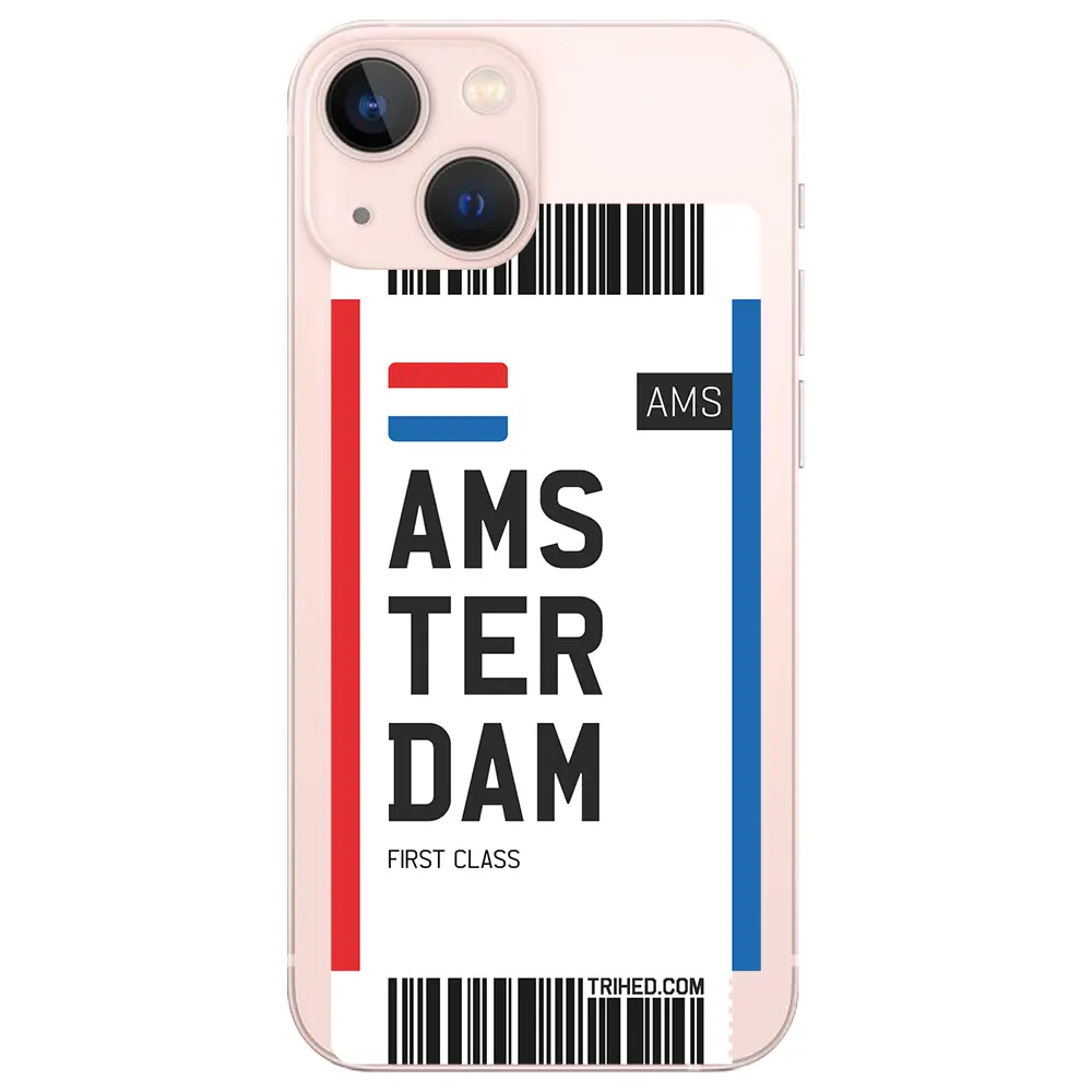 Apple iPhone 13 Mini Şeffaf Telefon Kılıfı - Amsterdam Bileti