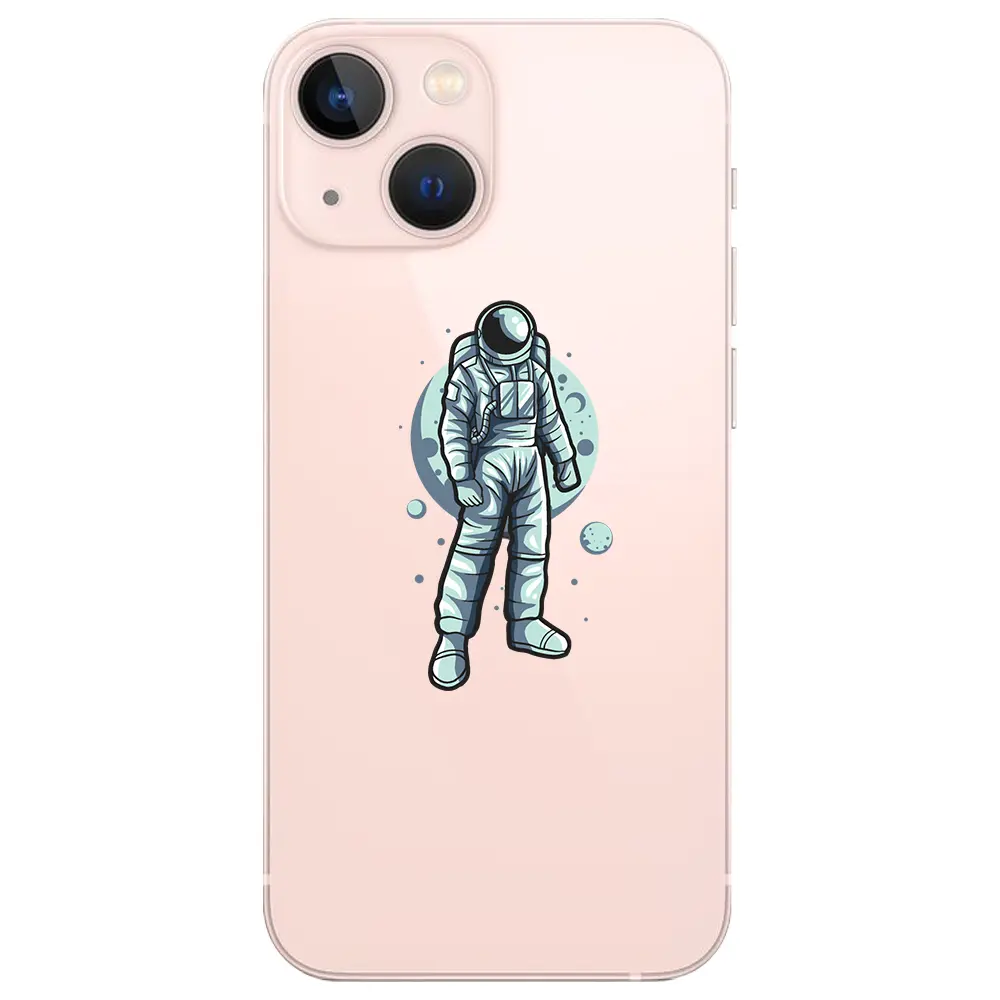 Apple iPhone 13 Mini Şeffaf Telefon Kılıfı - Astronot