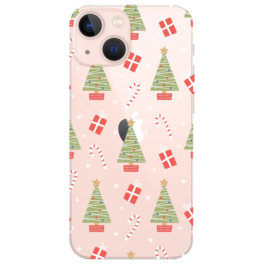 Apple iPhone 13 Mini Şeffaf Telefon Kılıfı - Christmas Candy
