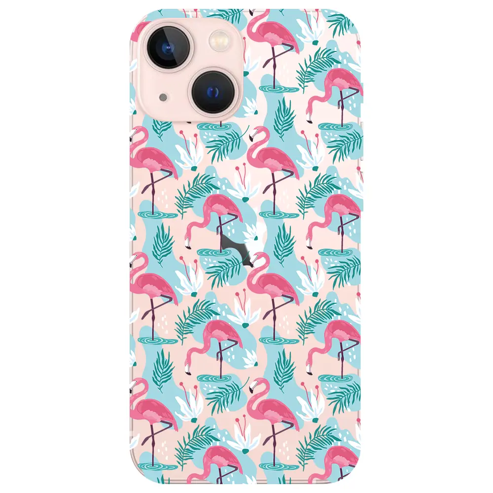 Apple iPhone 13 Mini Şeffaf Telefon Kılıfı - Cold Flamingo