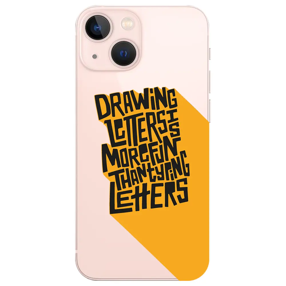 Apple iPhone 13 Mini Şeffaf Telefon Kılıfı - Drawing Letters