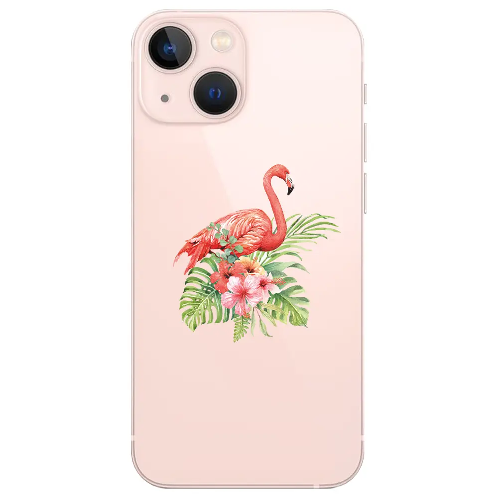 Apple iPhone 13 Mini Şeffaf Telefon Kılıfı - Flamingo