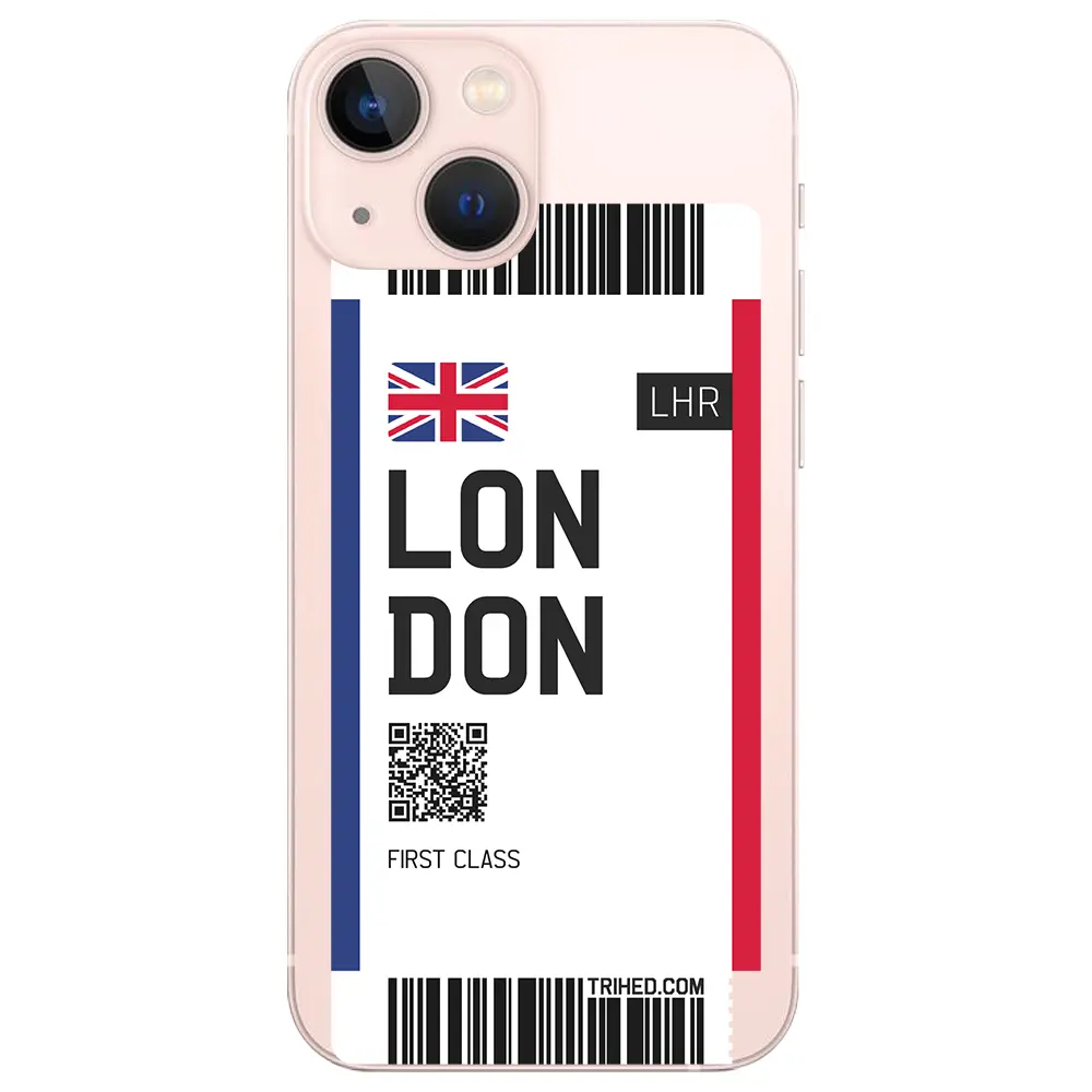 Apple iPhone 13 Mini Şeffaf Telefon Kılıfı - London Bileti