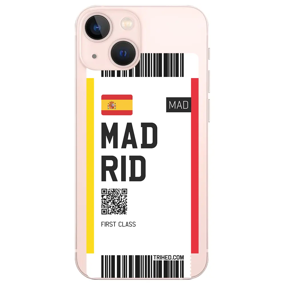 Apple iPhone 13 Mini Şeffaf Telefon Kılıfı - Madrid Bileti