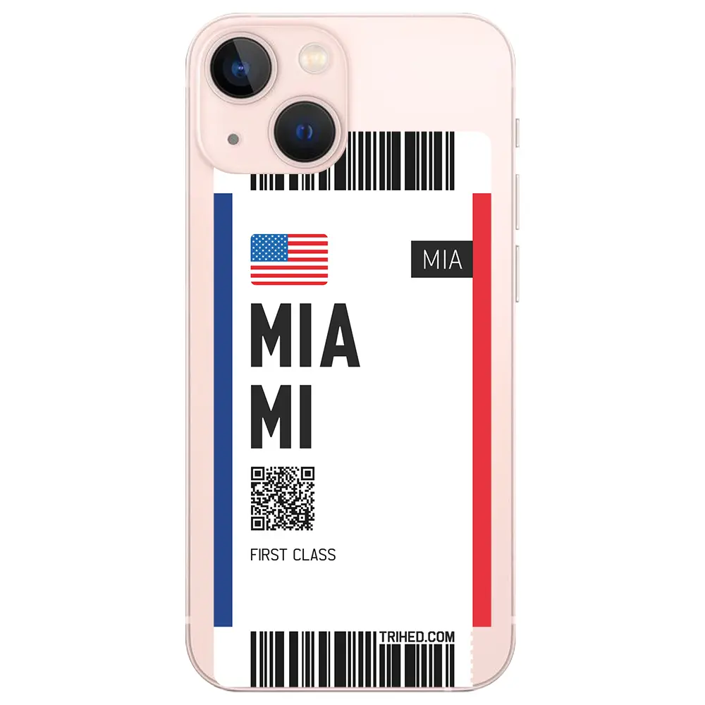 Apple iPhone 13 Mini Şeffaf Telefon Kılıfı - Miami Bileti