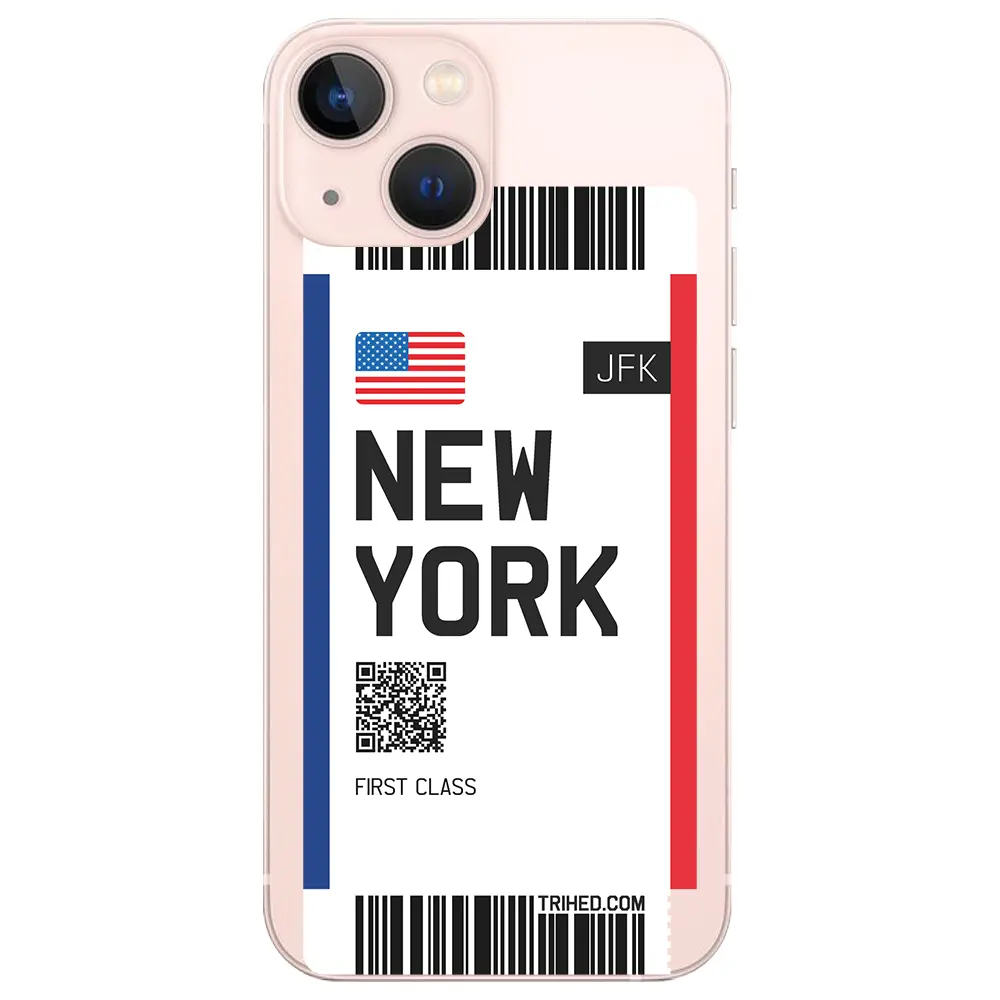 Apple iPhone 13 Mini Şeffaf Telefon Kılıfı - New York Bileti