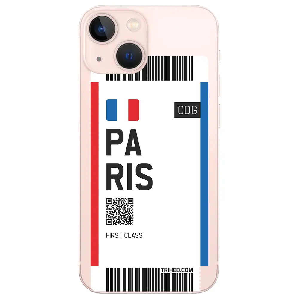 Apple iPhone 13 Mini Şeffaf Telefon Kılıfı - Paris Bileti