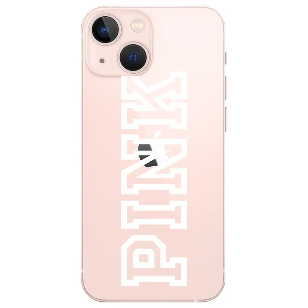 Apple iPhone 13 Mini Şeffaf Telefon Kılıfı - Pink Dikey