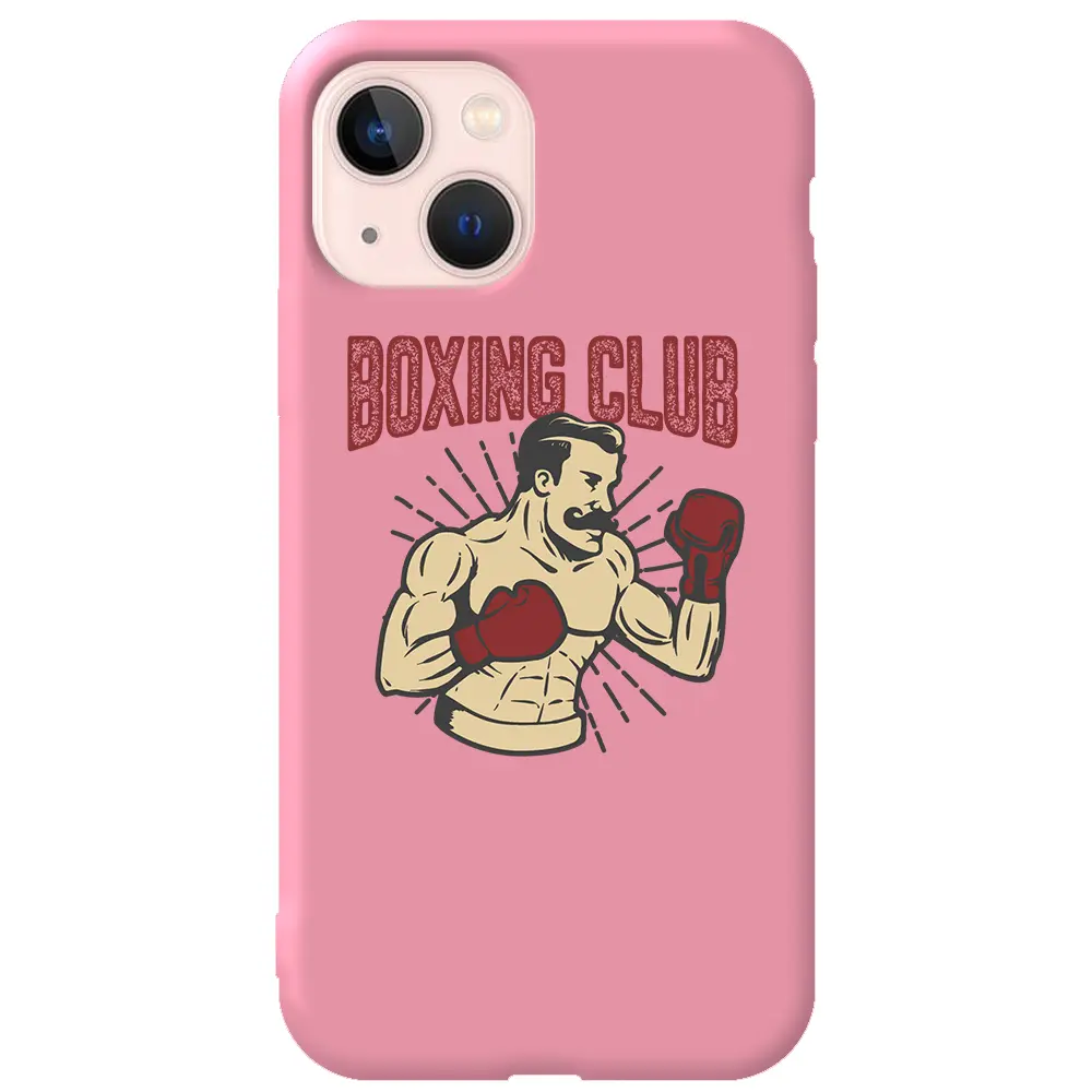 Apple iPhone 13 Pembe Renkli Silikon Telefon Kılıfı - Boxing Club