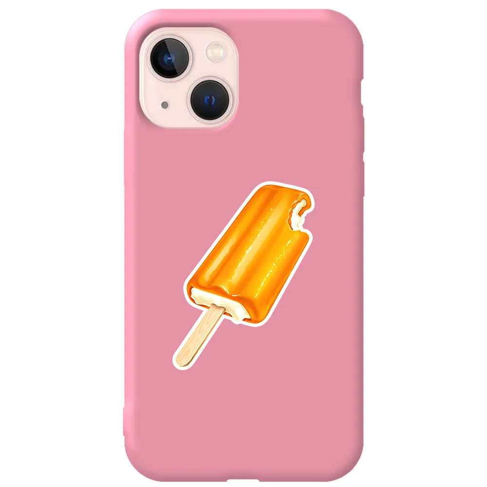 Apple iPhone 13 Pembe Renkli Silikon Telefon Kılıfı - Dondurma