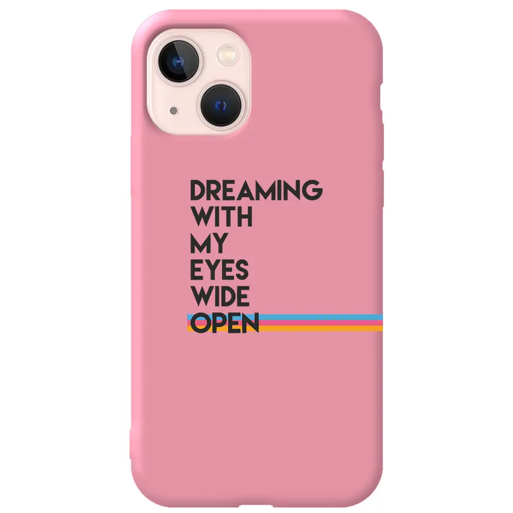 Apple iPhone 13 Pembe Renkli Silikon Telefon Kılıfı - Dreaming