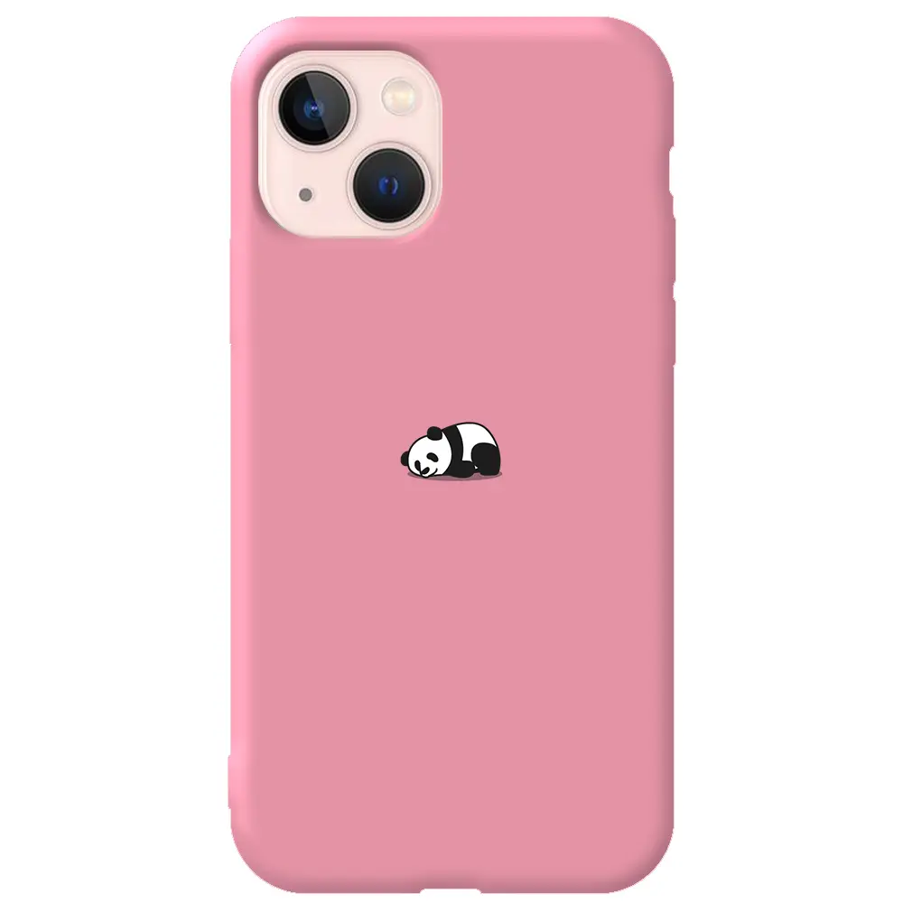 Apple iPhone 13 Pembe Renkli Silikon Telefon Kılıfı - Miskin Panda