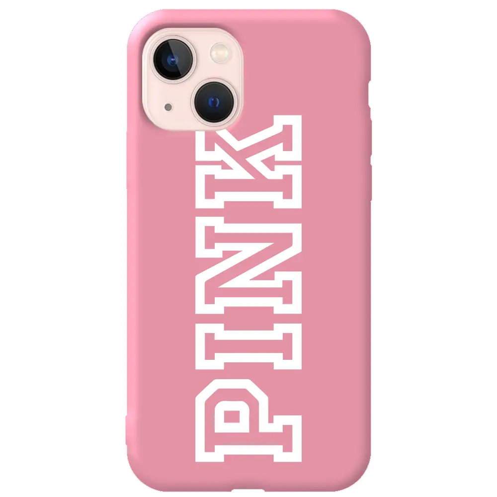 Apple iPhone 13 Pembe Renkli Silikon Telefon Kılıfı - Pink Dikey