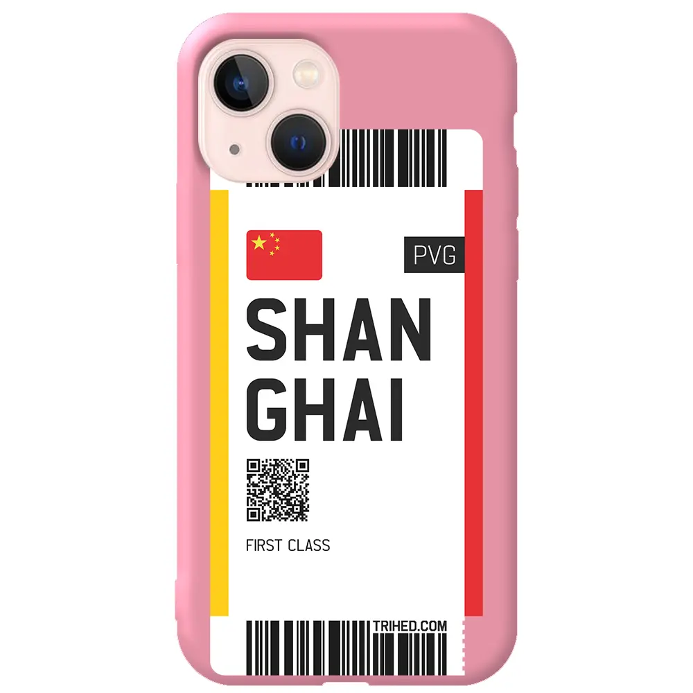 Apple iPhone 13 Pembe Renkli Silikon Telefon Kılıfı - Shanghai Bileti