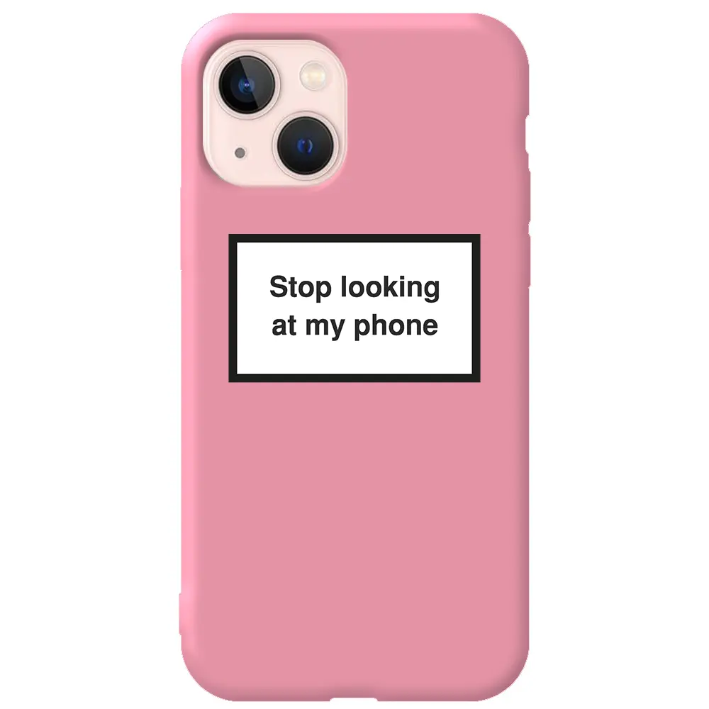 Apple iPhone 13 Pembe Renkli Silikon Telefon Kılıfı - Stop Looking 2