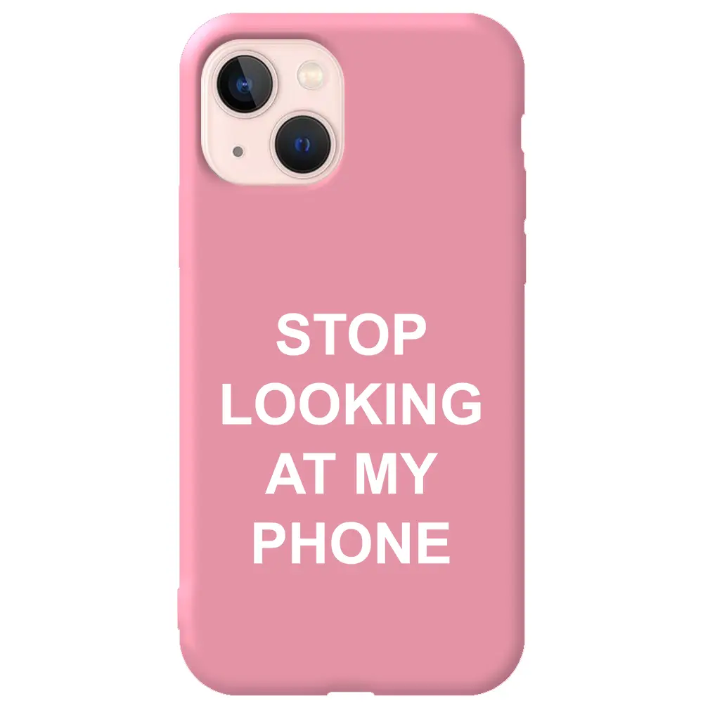 Apple iPhone 13 Pembe Renkli Silikon Telefon Kılıfı - Stop Looking