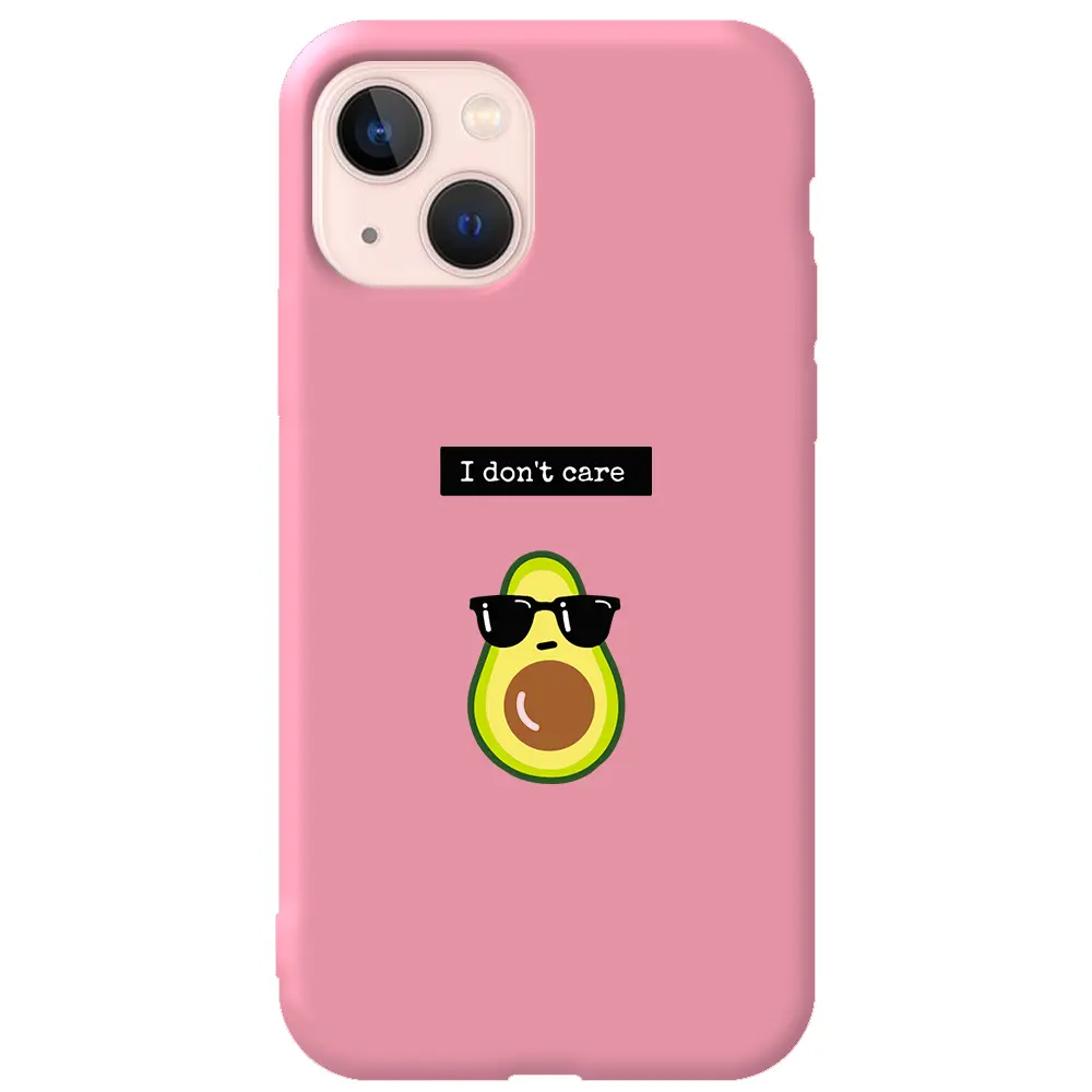 Apple iPhone 13 Pembe Renkli Silikon Telefon Kılıfı - Thug Avokado