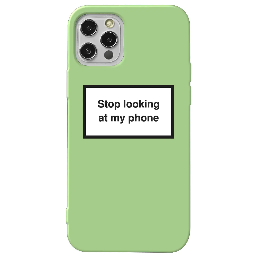 Apple iPhone 13 Pro Max Açık Yeşil Renkli Silikon Telefon Kılıfı - Stop Looking 2
