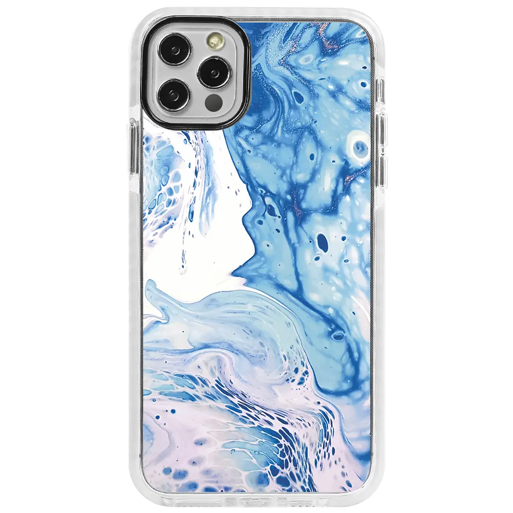 Apple iPhone 13 Pro Max Beyaz Impact Premium Telefon Kılıfı - Mavi Kopuk