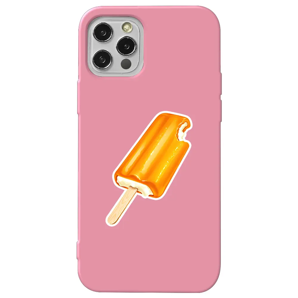 Apple iPhone 13 Pro Pembe Renkli Silikon Telefon Kılıfı - Dondurma