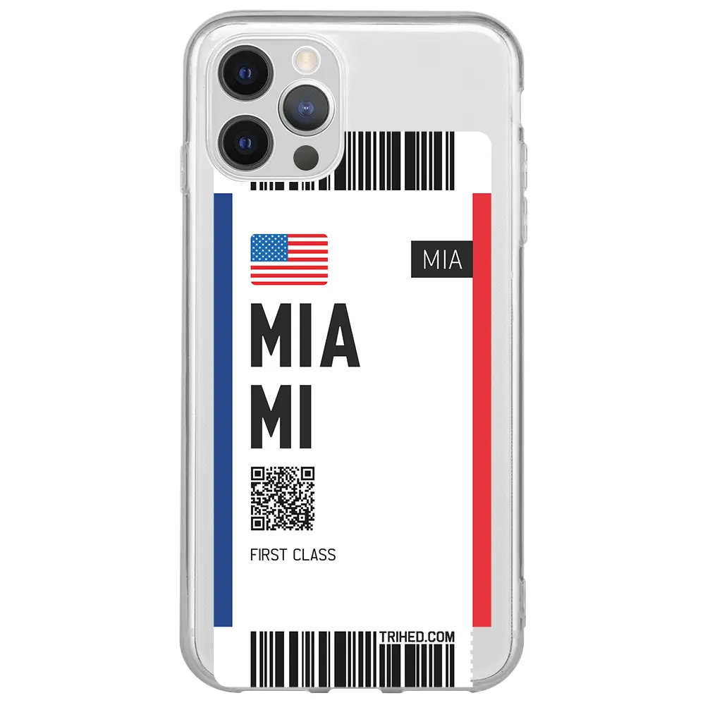 Apple iPhone 13 Pro Şeffaf Telefon Kılıfı - Miami Bileti