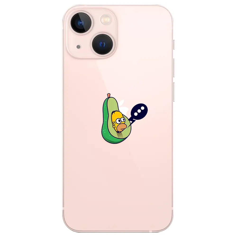 Apple iPhone 13 Şeffaf Telefon Kılıfı - Avokado Simpson