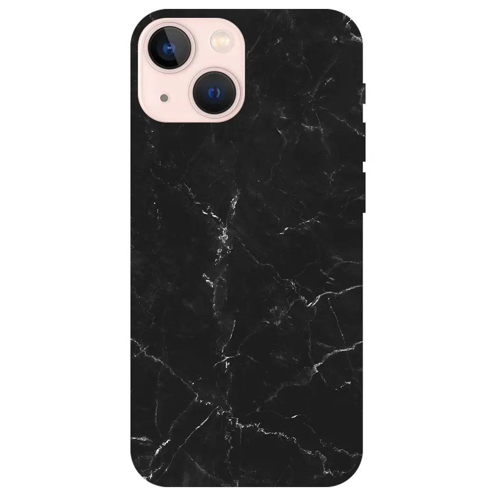 Apple iPhone 13 Şeffaf Telefon Kılıfı - Black Marble