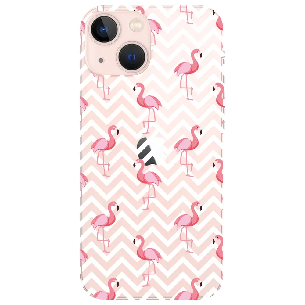 Apple iPhone 13 Şeffaf Telefon Kılıfı - Desen ve Flamingo